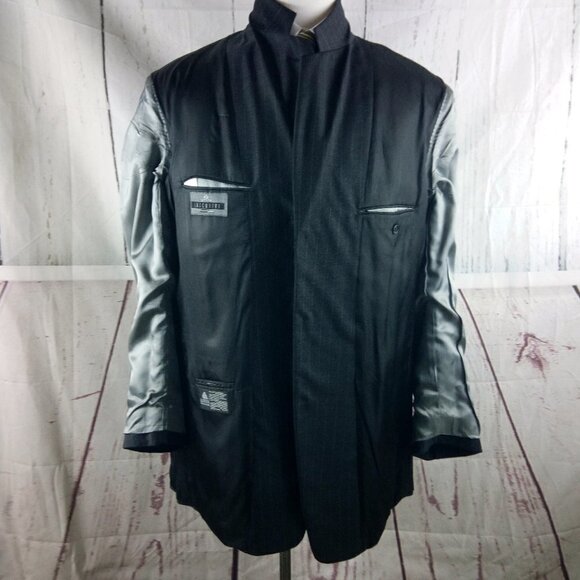 Stafford Executive 44L Wool 2 Button Gray Striped Suit Blazer Jacket - Picture 9 of 10